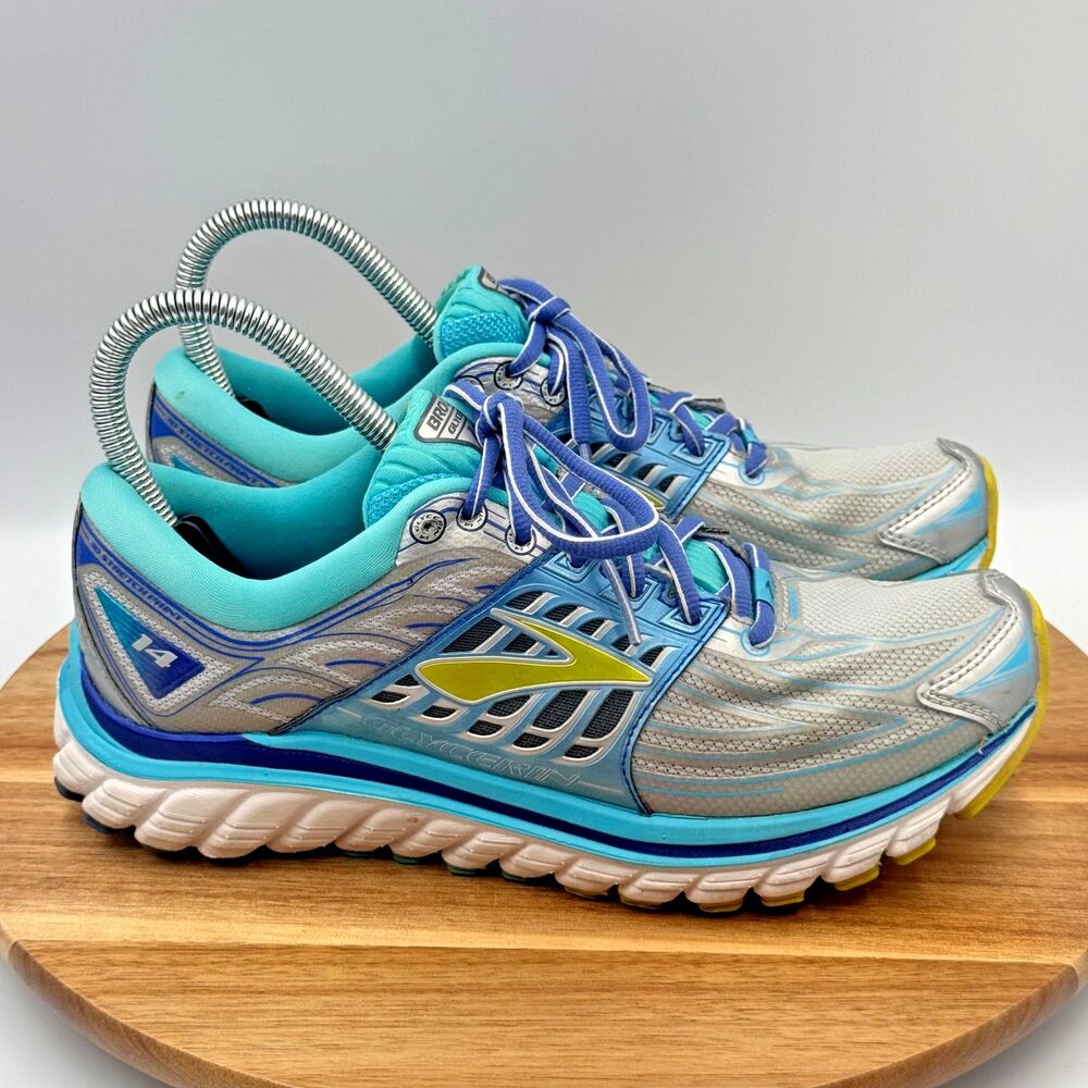 BROOKS Glycerin 14 Silver Blue Atoll Lime Punch Running Women's 8 1202171B151